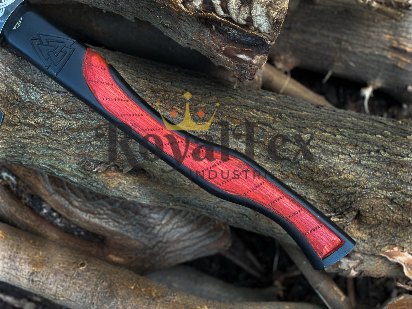 Hand-Forged Viking Axe – Custom Engraved Norse Battle Axe | Carbon Steel Camping Hatchet with Leather Wrapped Handle | Best Gift for Him