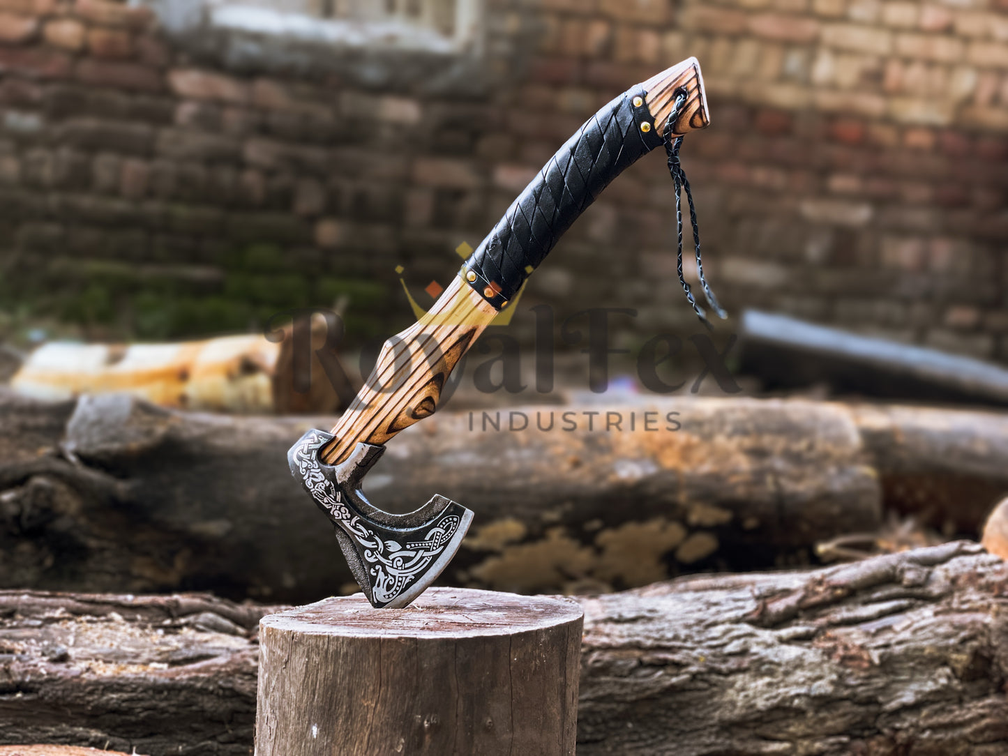 Set of 4 Hand-Forged Viking Axes – Carbon Steel Axes with Ash Wood Handles & Leather Sheaths | Norse Axe Gift Set for Him – Birthday, Anniversary, Groomsmen
