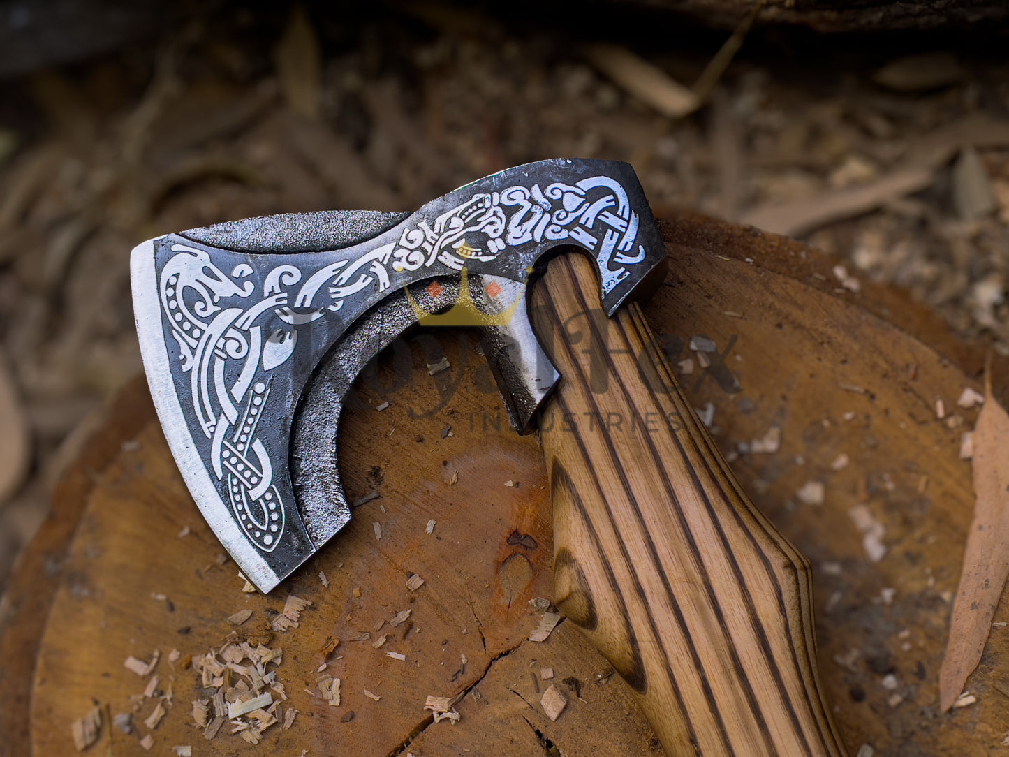 Set of 4 Hand-Forged Viking Axes – Carbon Steel Axes with Ash Wood Handles & Leather Sheaths | Norse Axe Gift Set for Him – Birthday, Anniversary, Groomsmen