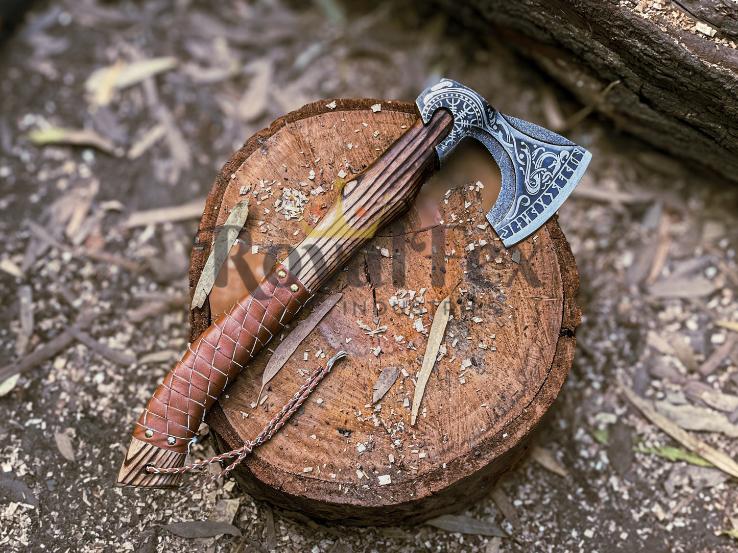 Set of 4 Hand-Forged Viking Axes – Carbon Steel Axes with Ash Wood Handles & Leather Sheaths | Norse Axe Gift Set for Him – Birthday, Anniversary, Groomsmen
