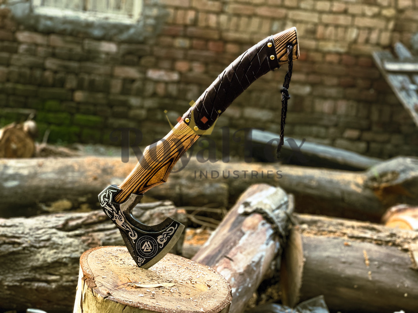 Set of 4 Hand-Forged Viking Axes – Carbon Steel Axes with Ash Wood Handles & Leather Sheaths | Norse Axe Gift Set for Him – Birthday, Anniversary, Groomsmen