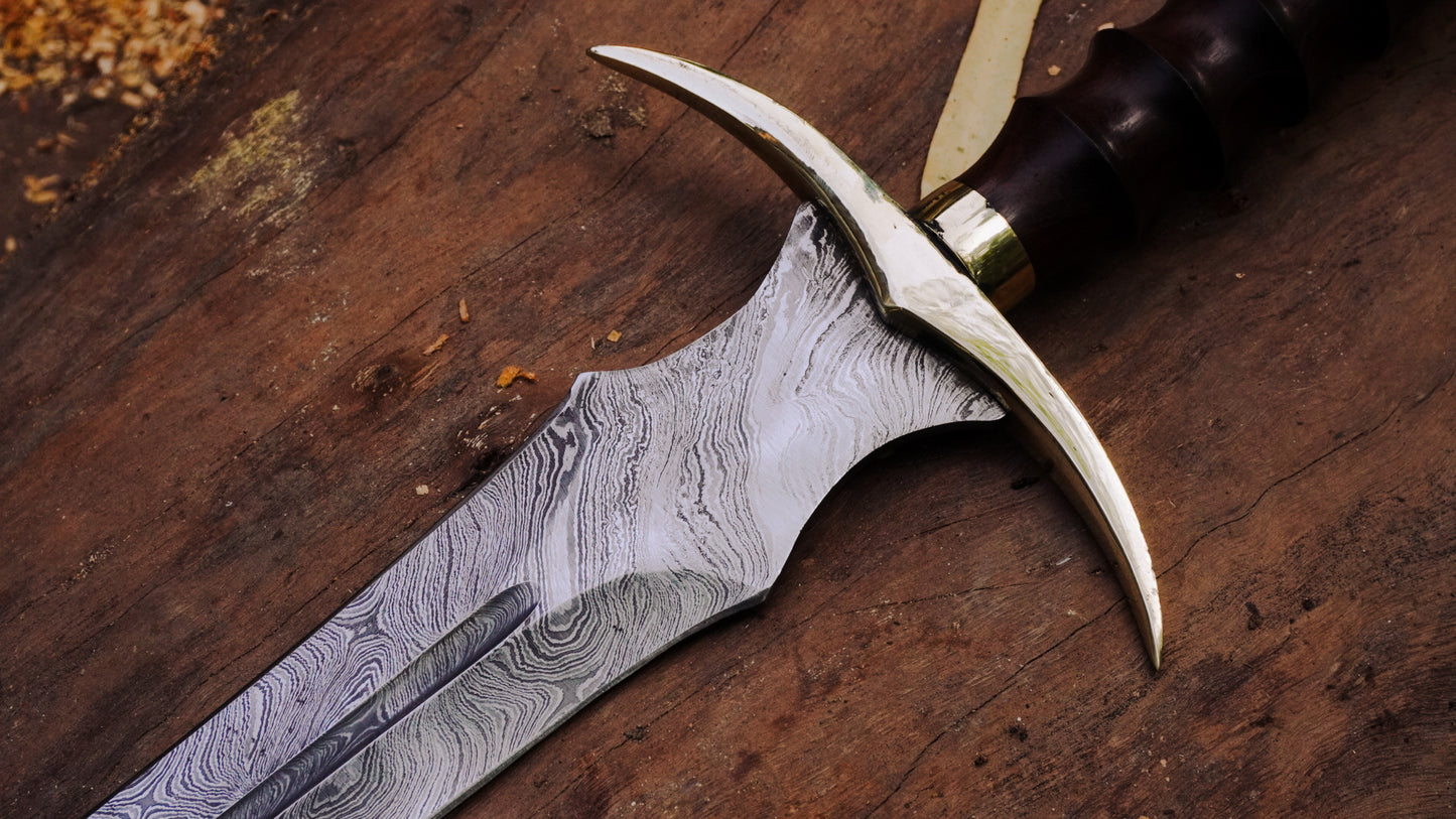 Bundle of 10 Handmade Damascus Steel Swords | Custom Medieval Style Swords with Leather Sheaths