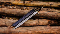 Bundle of 10 Handmade Damascus Steel Swords | Custom Medieval Style Swords with Leather Sheaths
