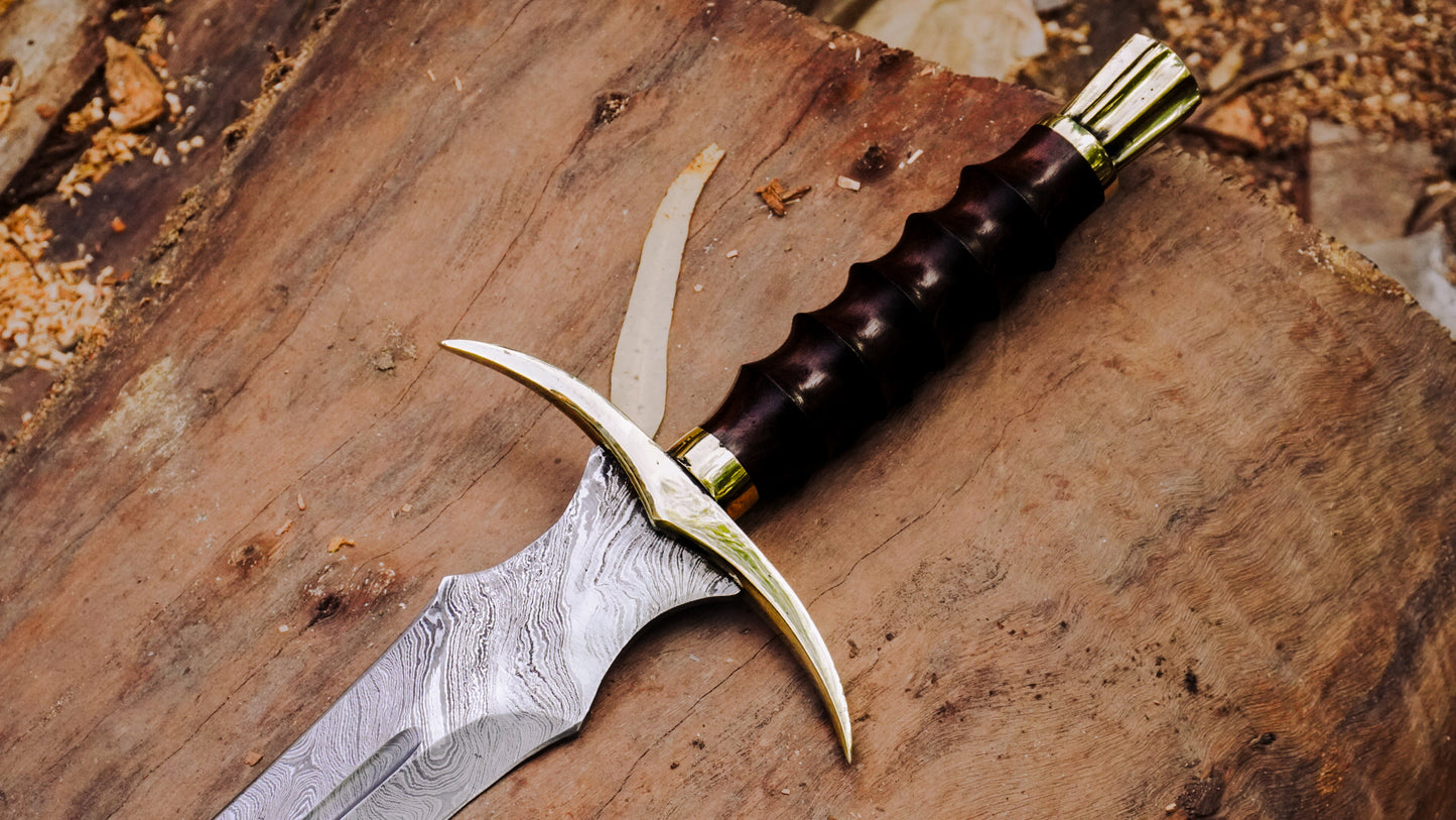 Bundle of 10 Handmade Damascus Steel Swords | Custom Medieval Style Swords with Leather Sheaths