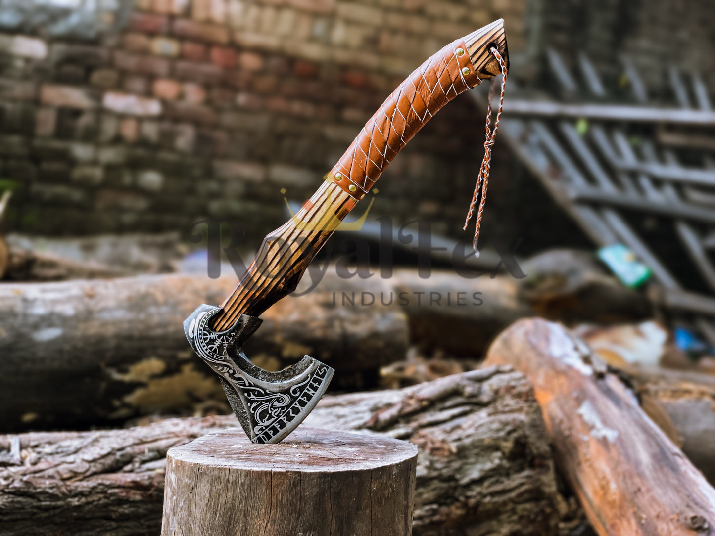 Set of 4 Hand-Forged Viking Axes – Carbon Steel Axes with Ash Wood Handles & Leather Sheaths | Norse Axe Gift Set for Him – Birthday, Anniversary, Groomsmen