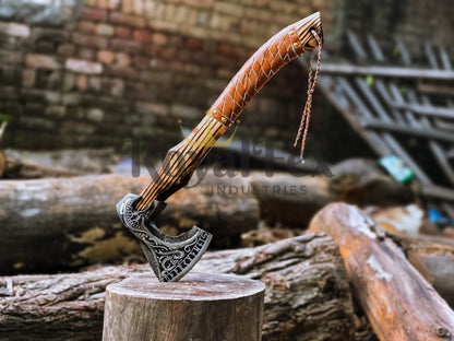 Set of 4 Hand-Forged Viking Axes – Carbon Steel Axes with Ash Wood Handles & Leather Sheaths | Norse Axe Gift Set for Him – Birthday, Anniversary, Groomsmen