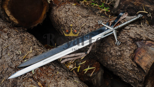Handmade Stainless Steel Scottish Claymore Sword, Highlander Sword, Medieval Sword With Leather Sheath, Groomsmen Gift, Christmas Gift
