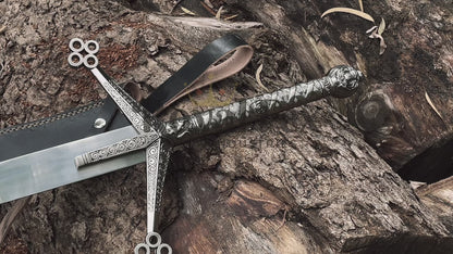 Handmade Stainless Steel Scottish Claymore Sword, Highlander Sword, Medieval Sword With Leather Sheath, Groomsmen Gift, Christmas Gift